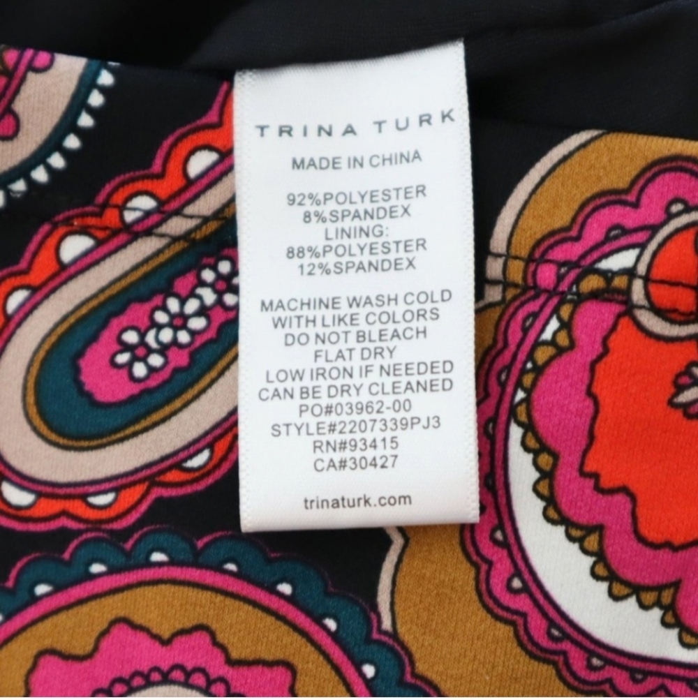Trina Turk Pink Paisley Surplice Wrap Dress Small NWT Retro Birch Jersey Mini - Picture 14 of 15
